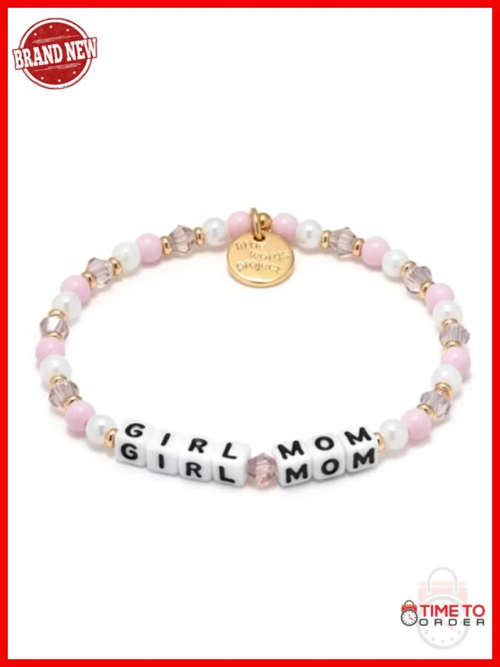 Girl Mom Bracelet - Inspirational Bead Stretch Bracelet with Gold-Plated Brass